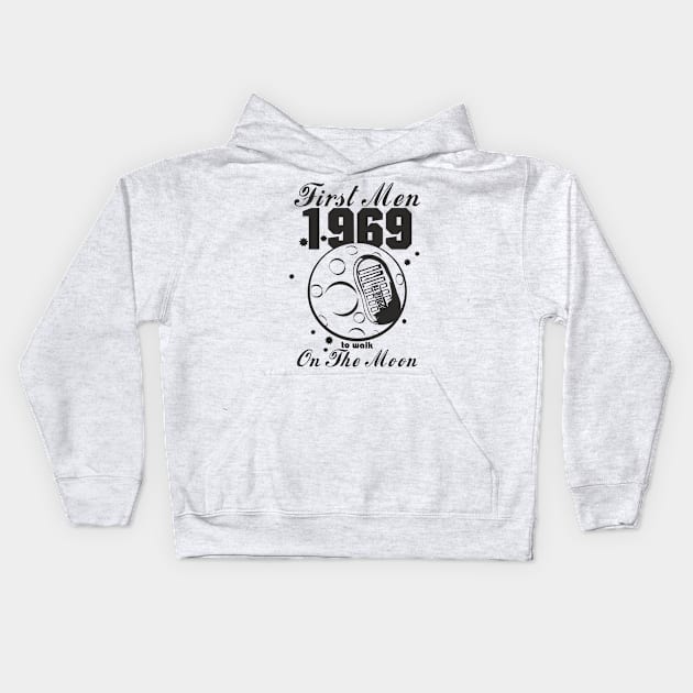 First Moon-landing (black print) Kids Hoodie by aceofspace